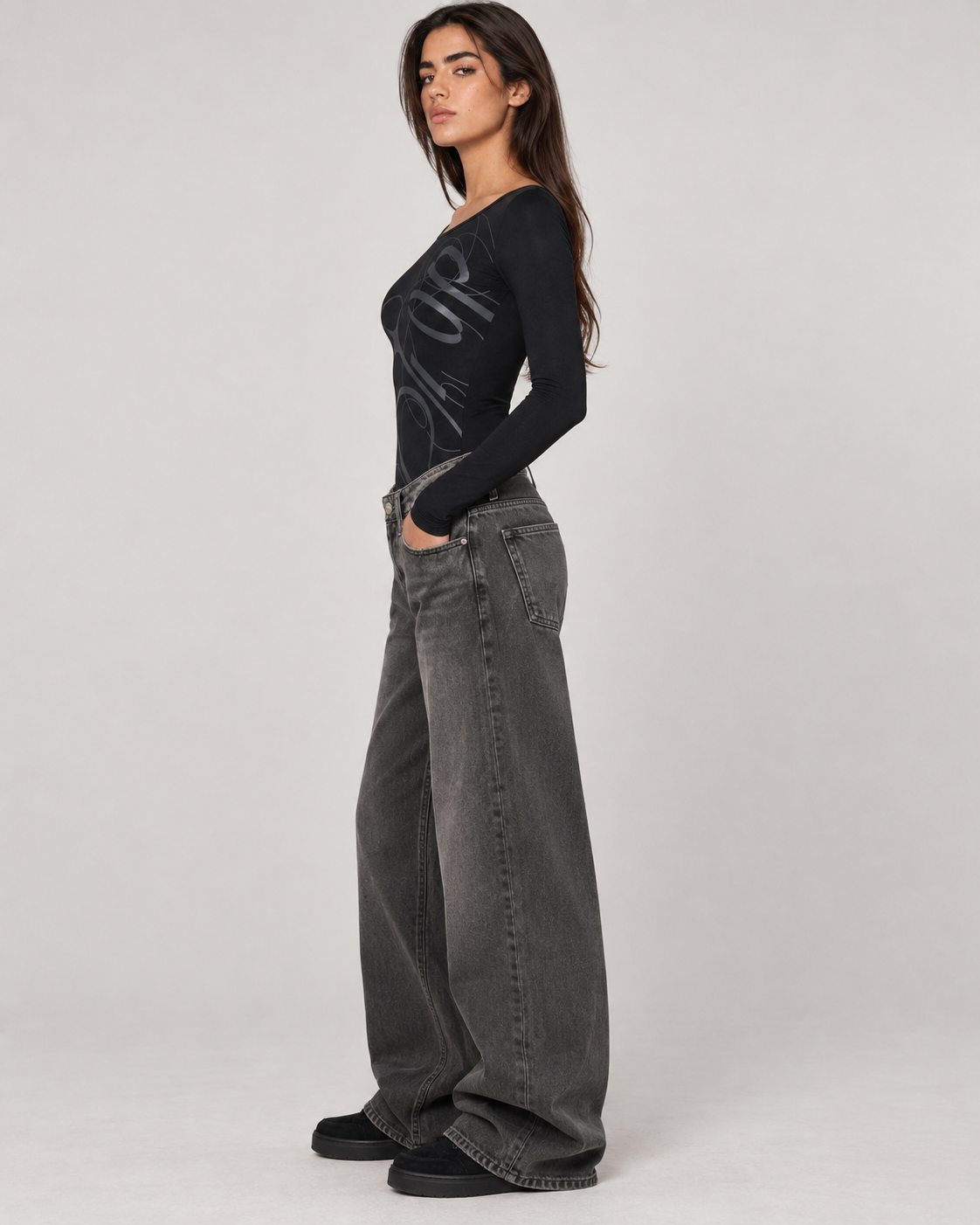 Nikita Bodysuit worn by model, side view