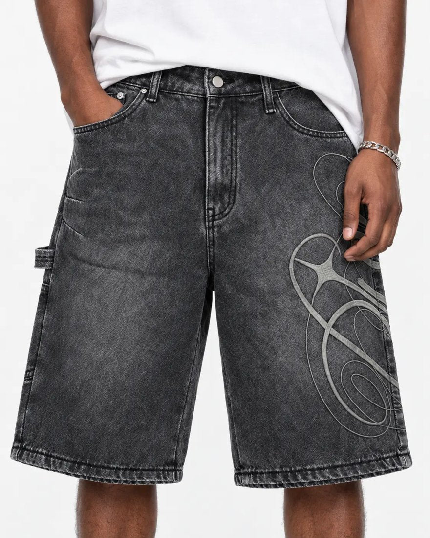 Exhibit 001 Jorts — front fit and graphic detail